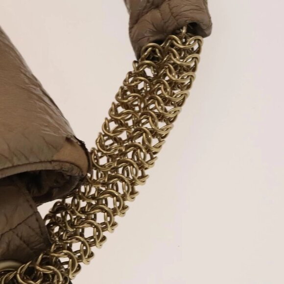 CHANEL Chain Shoulder Bag Vinyl Coated Leather Beige Gold CC - Picture 9 of 15